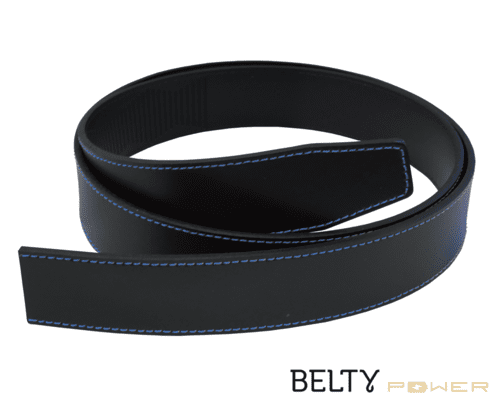 Black real split leather for Belty Power with blue stitches - Belty