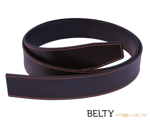 Brown real split leather for Belty Power with orange stitches - Belty
